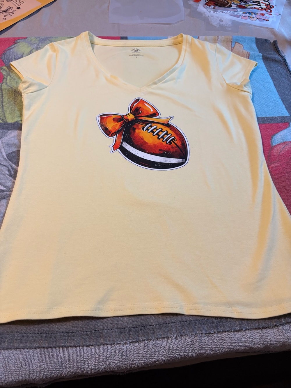 Women’s v-neck football t shirt/ made with love